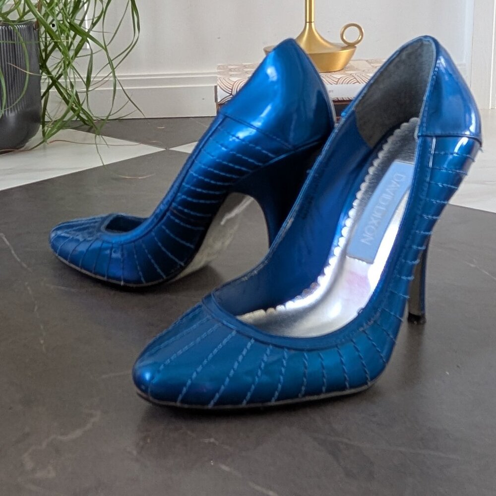 Metallic Cobalt Blue Quilted heels